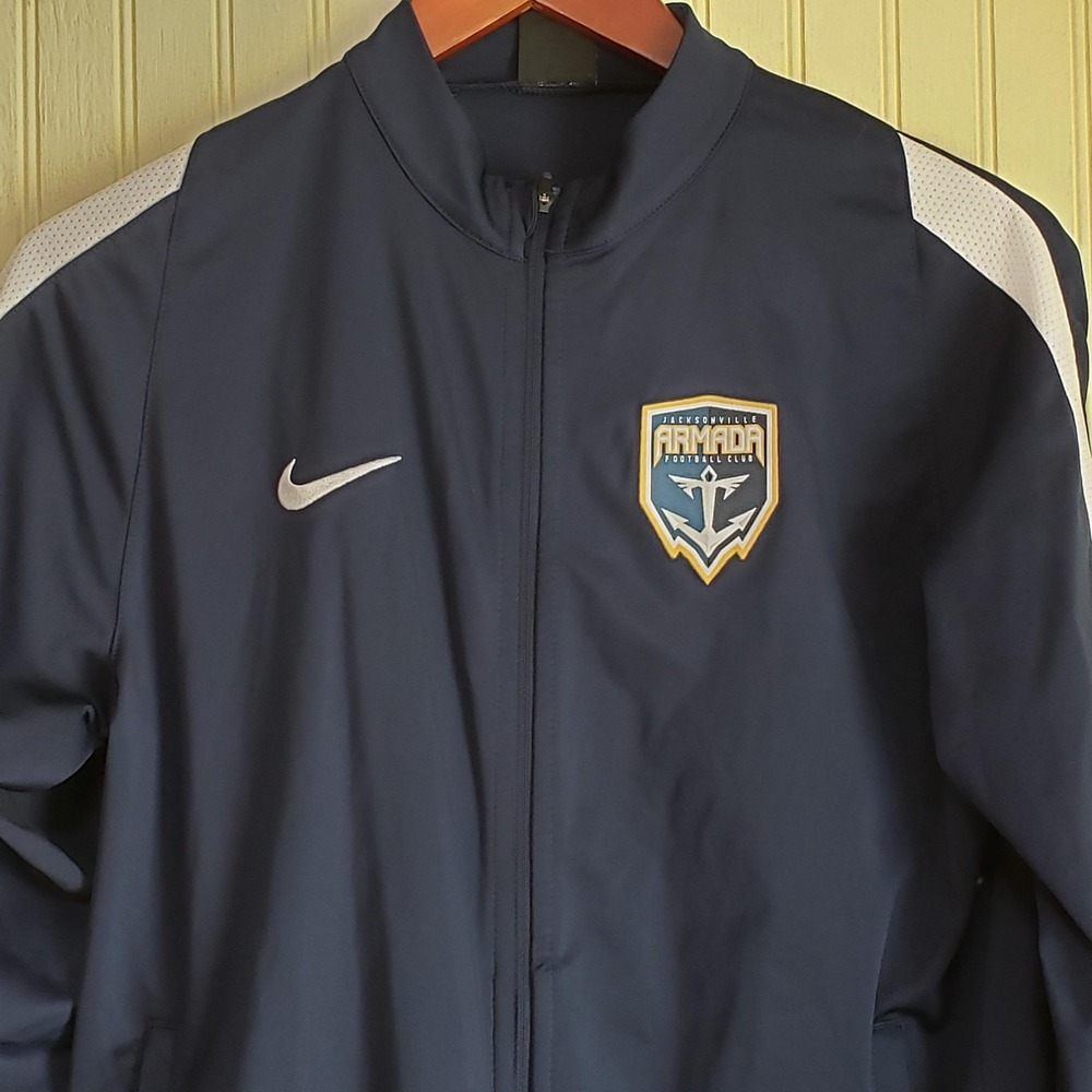 Jacksonville Armada FC Jacket Mens XL Blue Soccer‎ Nike Dri Fit Full Zip Track
